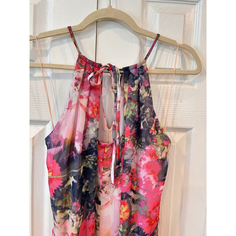 Maggy London Pink Floral Maxi Dress Size 8 - Picture 8 of 10